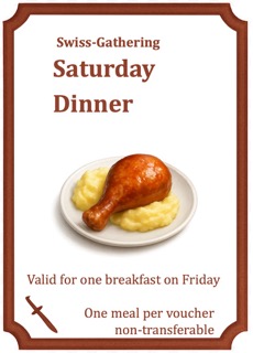 Dinner Saturday CHF 17,-